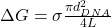 \Delta G = \sigma \frac{\pi d_{DNA}^2}{4L}