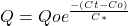 Q = Qo e^{\frac{-(Ct-Co)}{C*}}