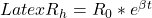 Latex R_h=R_0*e^{\beta t}
