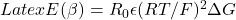 Latex E(\beta)=R_0\epsilon(RT/F)^2\Delta G