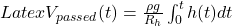 Latex V_{passed}(t)=\frac{\rho g}{R_h}\int_{0}^{t}h(t)dt