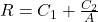 R = C_1 + \frac{C_2}{A}