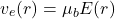 \begin{equation*} \italics{v_e(r)} = \mu_b E(r) \end{equation*}