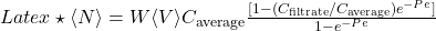 Latex \star \langle N \rangle = W\langle V \rangle C_{\text{average}} \frac{[1-(C_{\text{filtrate}}/C_{\text{average}})e^{-Pe}]}{1-e^{-Pe}}