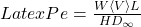 Latex Pe = \frac{W\langle V \rangle L}{HD_\infty}