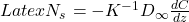 Latex N_s = -K^{-1}D_\infty \frac{dC}{dz}